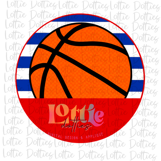 Basketball Circle  - PNG - Basketball  - Digital Download - Red and Blue