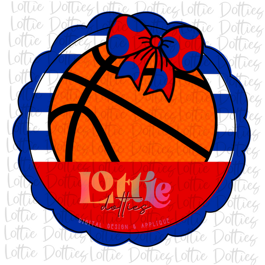 Basketball Scallop - PNG - Basketball  - Digital Download - Red and Blue