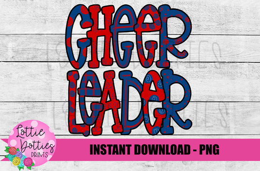 Cheerleader Png - Cheerleader Sublimation File- Red and Navy -  Instant download - Digital Download