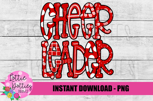 Cheerleader Png - Cheerleader Sublimation File- Red and White -  Instant download - Digital Download