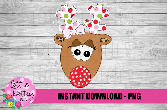 Girl Rudolph  Png - Christmas Sublimation Design- Digital Download