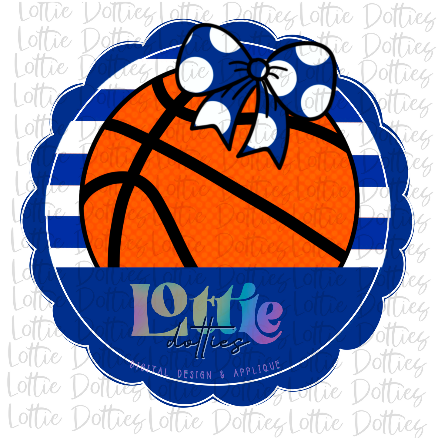 Basketball Scallop - PNG - Basketball  - Digital Download - Royal Blue