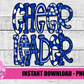Cheerleader Png - Cheerleader Sublimation File- Blue and White Instant download - Digital Download