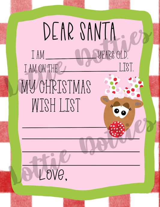 Santa List Png - Girl Reindeer Sublimation - Christmas Sublimation- Digital Download