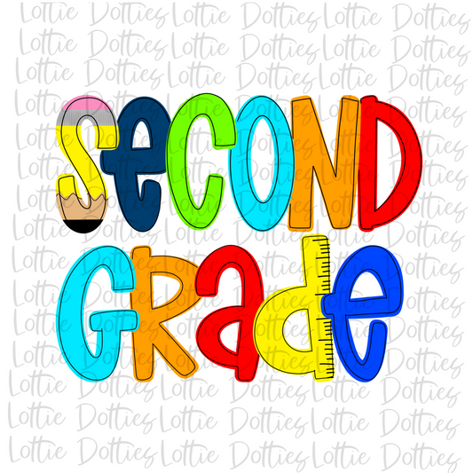 Second Grade - Png - School Sublimation  - Back To School Design