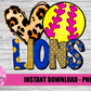 Peace Love Lions Softball PNG - Lions -  sublimation design - Digital Download