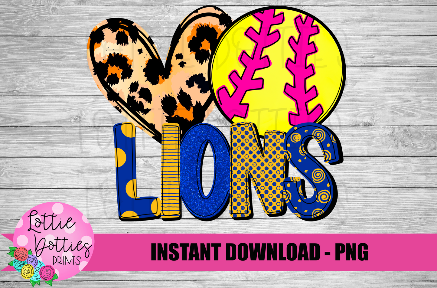 Peace Love Lions Softball PNG - Lions -  sublimation design - Digital Download