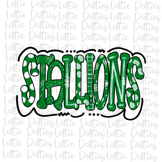 Stallions PNG - Stallions Sublimation Design - Digital Download - Green and White