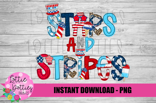 Stars and Stripes - PNG - Patriotic - Sublimation - Digital Download