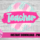 Monogram Teacher  Circle - Png - Teacher Circle - Sublimation - Digital Download