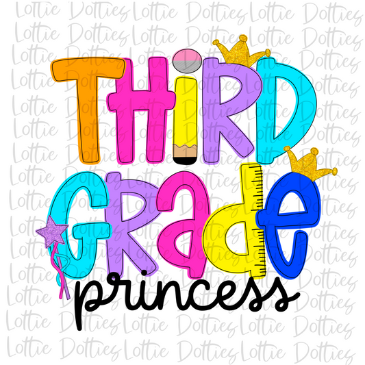 Third Grade Princess - Png - School Sublimation  - Back To School  Design