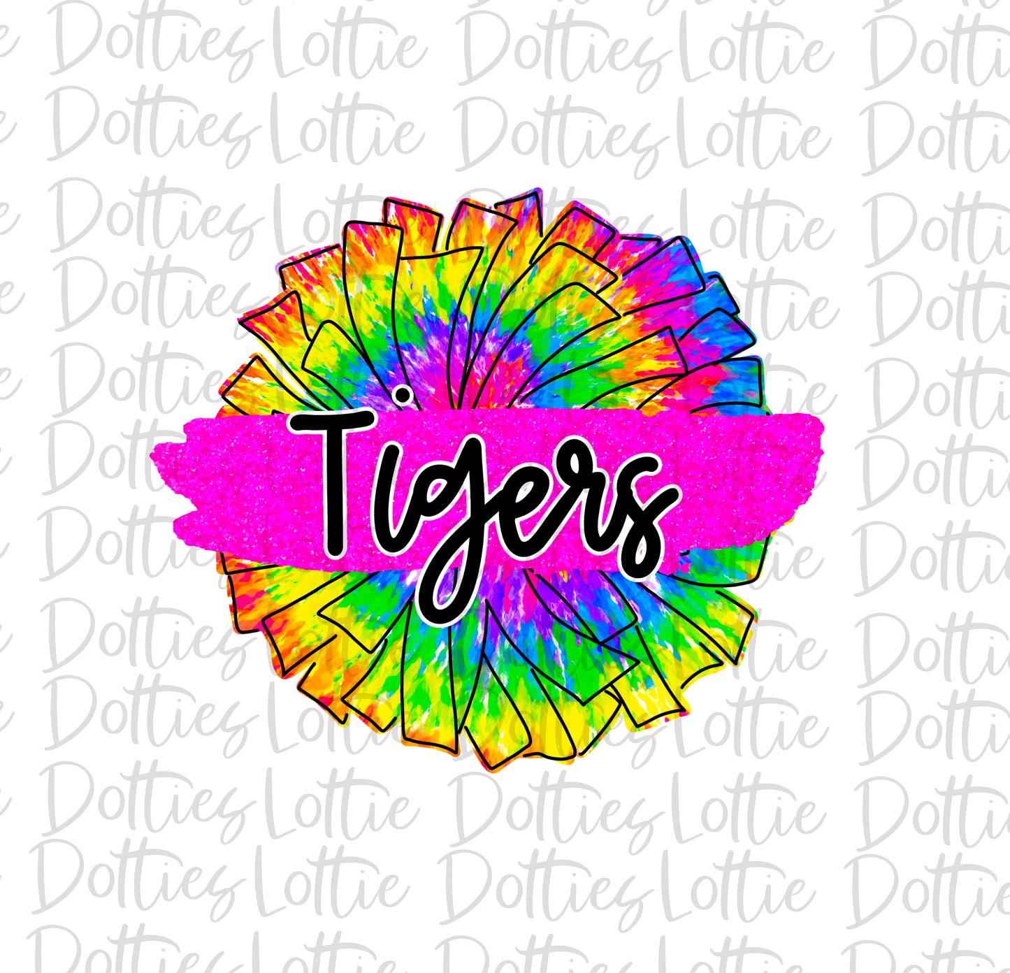 Tigers Pom Png - Cheer Sublimation File - Instant download - Digital Download