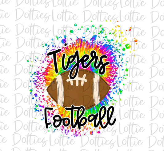 Tie Dye Tigers Football  - PNG - Football - Sublimation - Digital Download