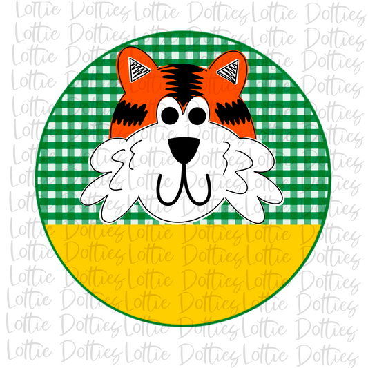Tiger Circle  Png - Tiger  Sublimation Design - School Spirit Design - Digital Download - Green and Yellow