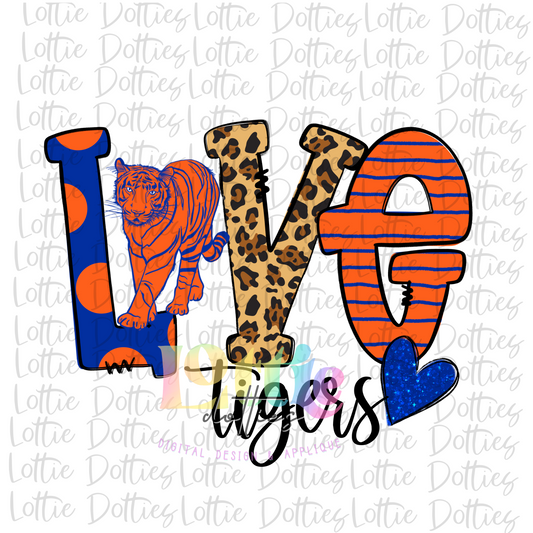 Love Tigers Png -  Tigers sublimation- Digital Download - Royal and Orange