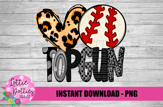 Peace Love Baseball - Topgun  Png - Mascot - Sublimation Design - Digital Download