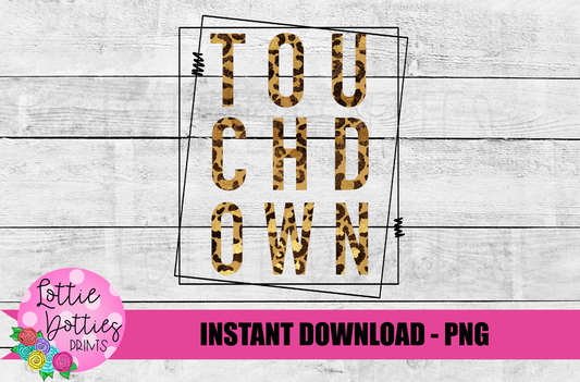 Touchdown Png - Leopard - Football Sublimation Design- Digital Download