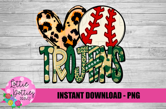 Peace Love Baseball  Png - Trojans  Sublimation Design - Digital Download