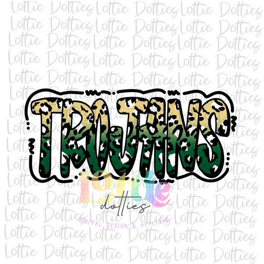 Trojans PNG - Trojans Sublimation Design - Digital Download - Ombre Hunter Green and Gold