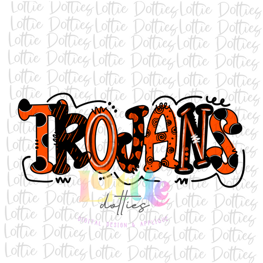 Trojans PNG - Trojans Sublimation Design - Orange and Black - Digital Download