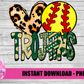 Peace Love Softball  Png - Trojans  Sublimation Design - Digital Download