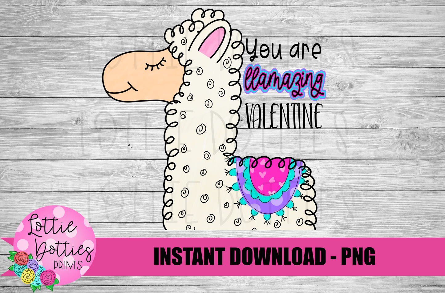 Llama PNG - Llama Sublimation - Valentine Llama