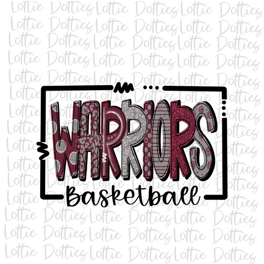 Warriors Basketball  Png - Maroon and Gray - Sublimation Design - Digital Download