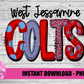 West Jessamine Colts PNG - Colts sublimation design - Digital Download