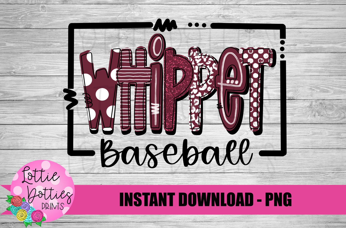 Whippet Baseball  - PNG - Whippet Sublimation - Digital Download