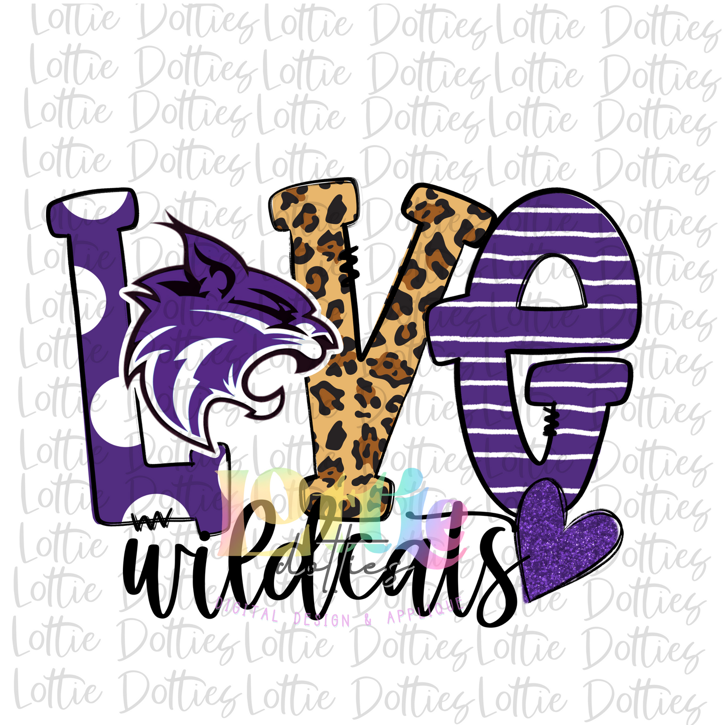 Love Wildcats  PNG - Wildcats Sublimation - Digital Download - Purple