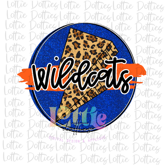 Wildcats  PNG - Wildcats Circle  -  Sublimation Design - Digital Download - Orange and Blue