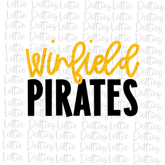 Winfield Pirates PNG - Pirates - Black and Gold - Sublimation Design - Digital Download