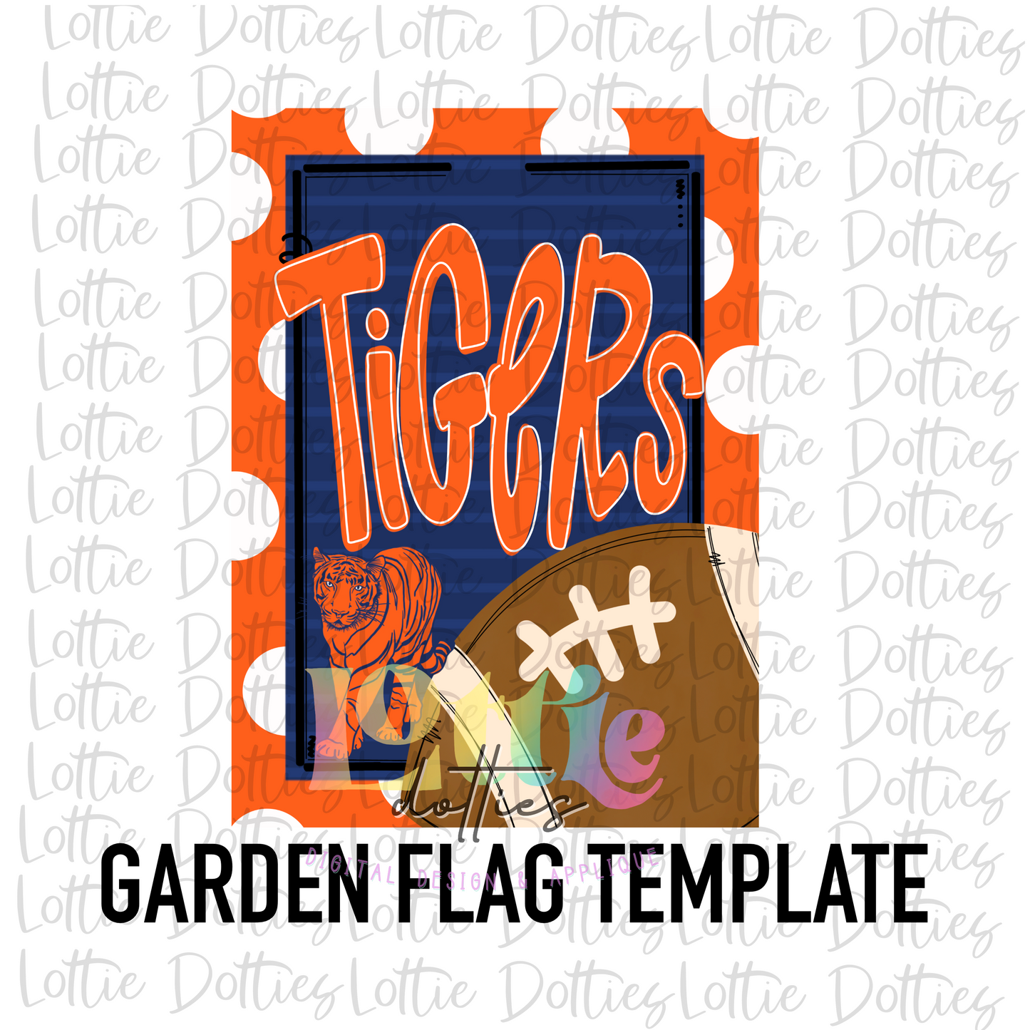 Tigers Flag - PNG - Tigers - Sublimation - Digital Download - Navy and Orange