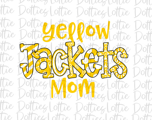 Yellow Jackets Mom  PNG - Yellow jackets PNG - Instant Download - Digital Download