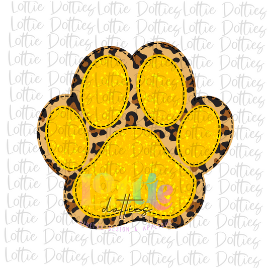 Paw Print PNG - Paw Print Sublimation - Digital Download - Yellow and Leopard