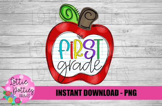 Back to School Sublimation Design- School Png - Apple Png - Frist Grade - Digital Download