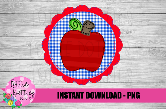 Back to School Png - Apple Png - Back to School Design - Faux Applique Apple Png - Digital Download