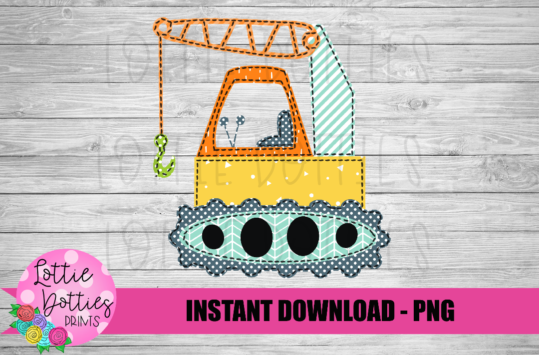 Faux Applique Crane Png - Crane Png - Construction  - Digital Download