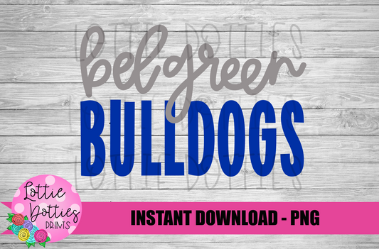 Belgreen Bulldogs -  PNG - Bulldogs  -  Sublimation design - Digital Download