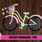 Bicycle Png - Spring Sublimation Design - Digital Download