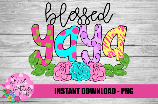 Blessed Yaya -  Png - Sublimation File - Instant Download - Digital Download - Leopard Print