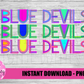Blue Devils Png - Football Sublimation Design - Digital Download