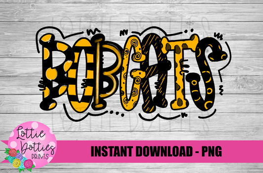 Bobcats PNG - Bobcats  sublimation design - Digital Download - Black and Gold