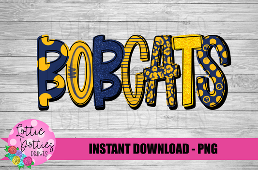 Bobcats PNG - Bobcats  sublimation design - Digital Download - Navy and Gold