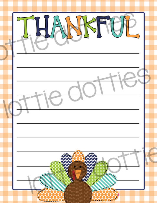 Thankful List - Digital Download - I am Thankful for - Kids Printable