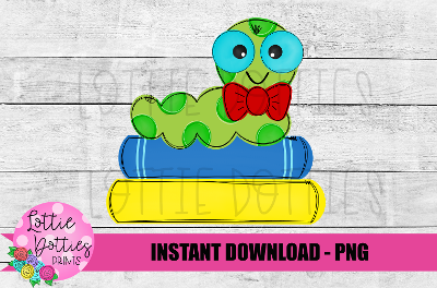 Boy Caterpillar PNG - Caterpillar On Books  Sublimation - School Design