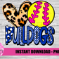 Peace Love Softball Bulldogs  PNG - Bulldogs Sublimation design - Digital Download