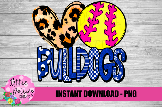 Peace Love Softball Bulldogs  PNG - Bulldogs Sublimation design - Digital Download