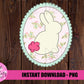 Bunny In Frame PNG - Easter Sublimation - Digital Download