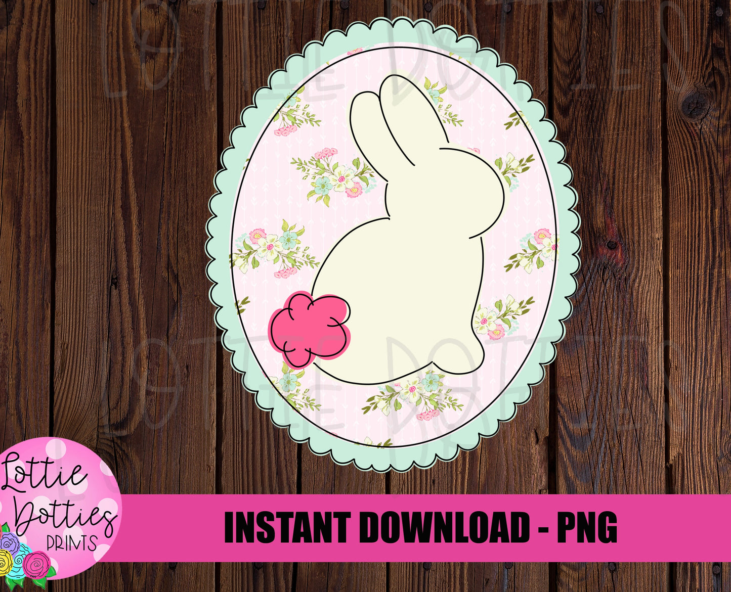 Bunny In Frame PNG - Easter Sublimation - Digital Download